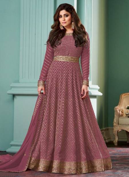 Pink Colour ALIZZA SIGNATURE Heavy Wedding Wear Designer Georgette Long Salwar Suit Collection 9278